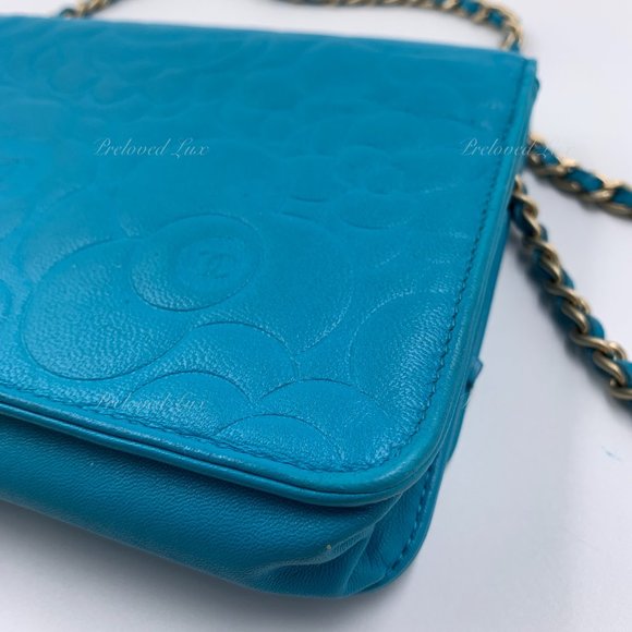 Authentic CHANEL Lambskin Camelia Wallet-on-the-chain WOC Crossbody Flap Bag - Picture 7 of 17